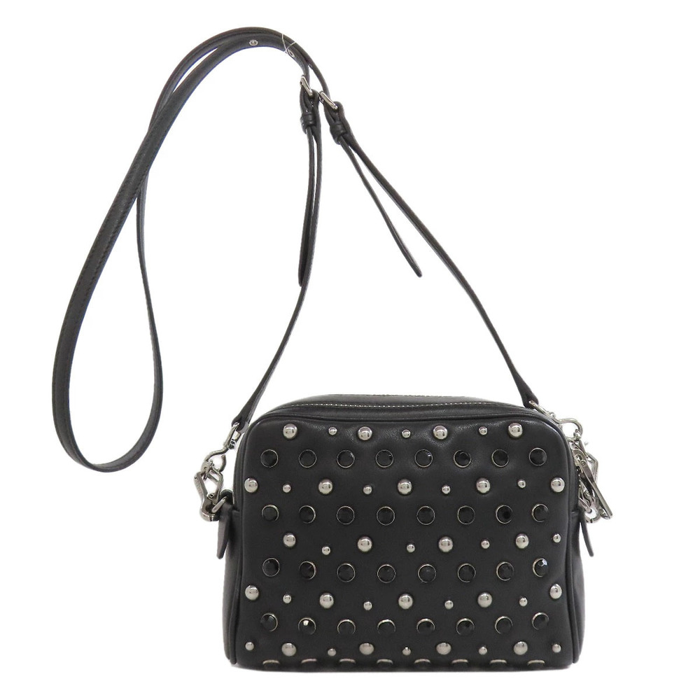 Miu Miu Bag Calfskin Studded Shoulder Black